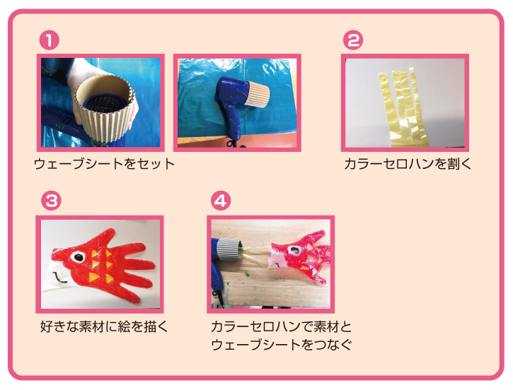 【親子集客イベント】ふわふわ泳ぐこいのぼりを作ってあそぼう 作り方画像