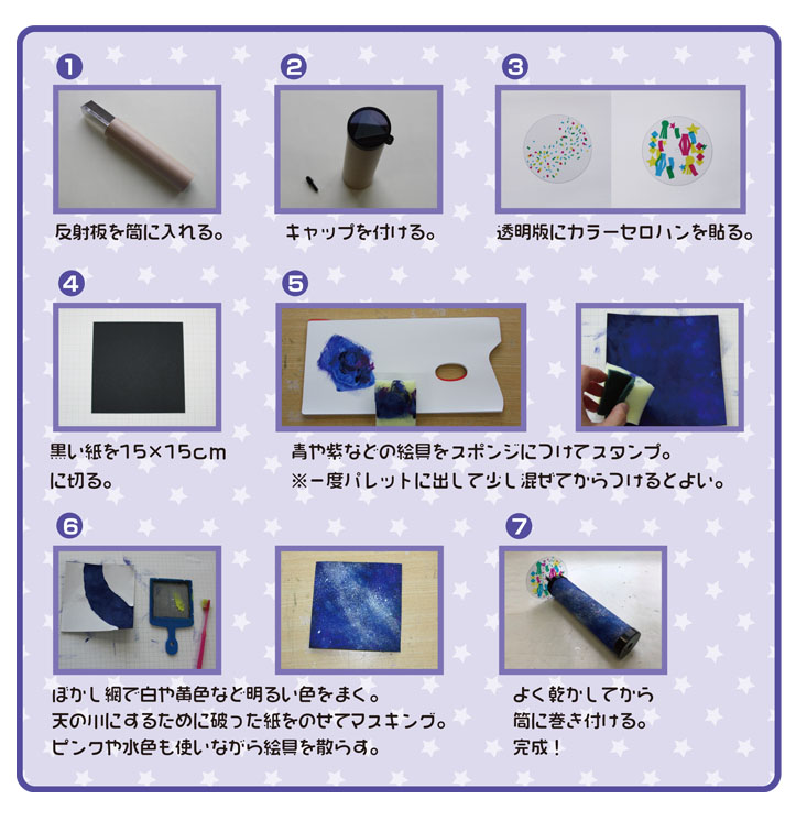 【親子集客イベント】七夕の万華鏡を作って、くるくる回して遊ぼう♪ 作り方画像