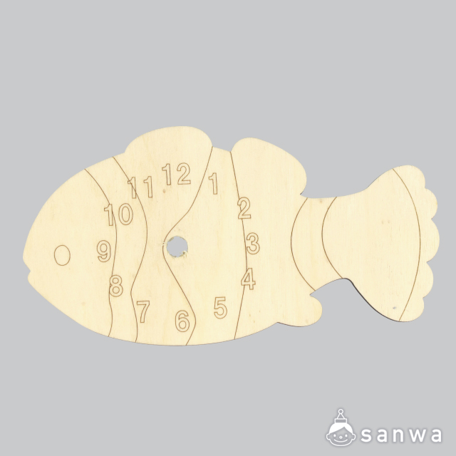 木のおえかき時計 クマノミ・セット画像板