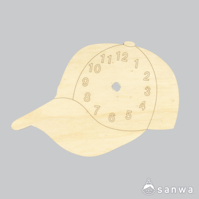 木のおえかき時計 ボウシ・セット画像板