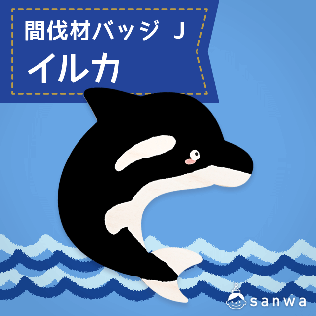 間伐材バッジ J いるか