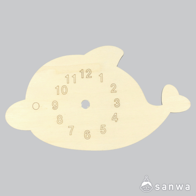 木のおえかき時計 いるか・セット画像板