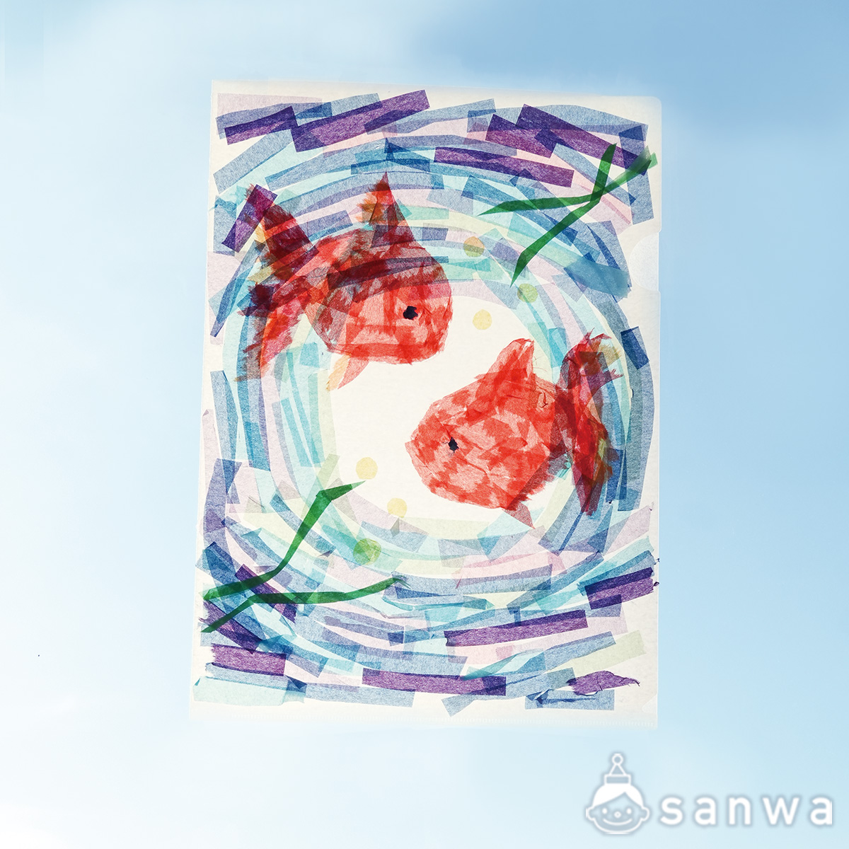 光のさしこむ絵（和紙貼りクリアファイル）