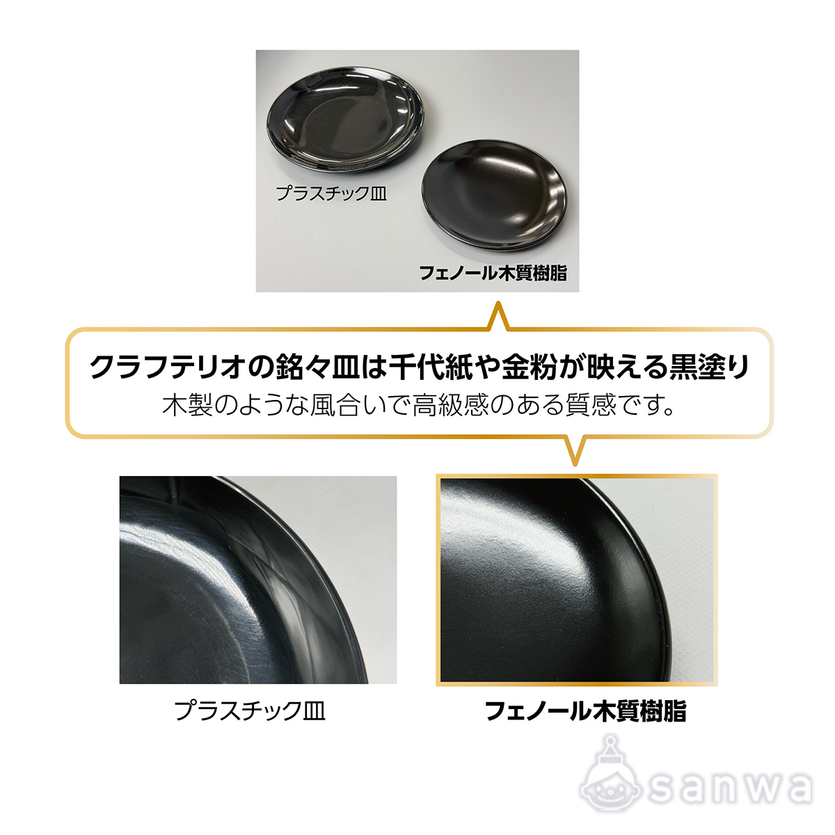 黒生地 銘々皿・隅折銘々皿・名刺盆