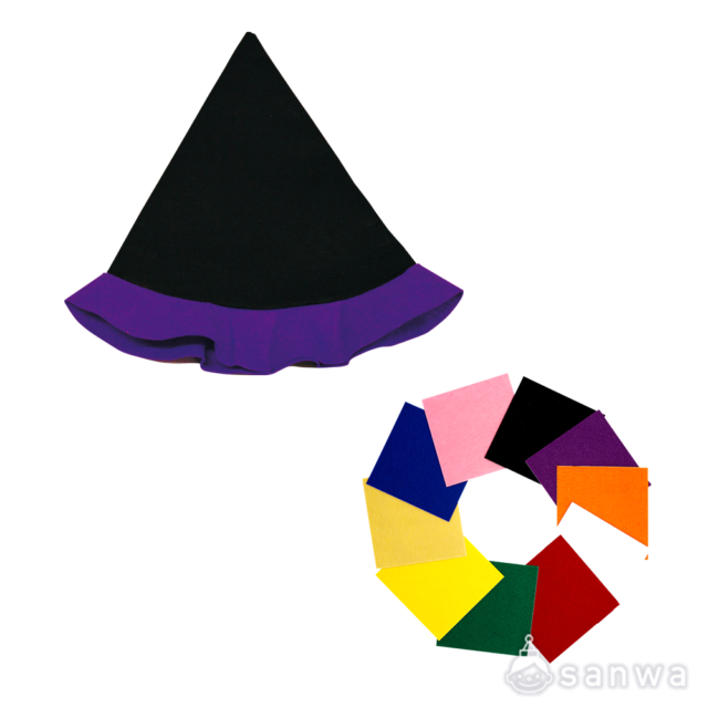 紫のとんがり帽子　フェルトシール付 サムネイル