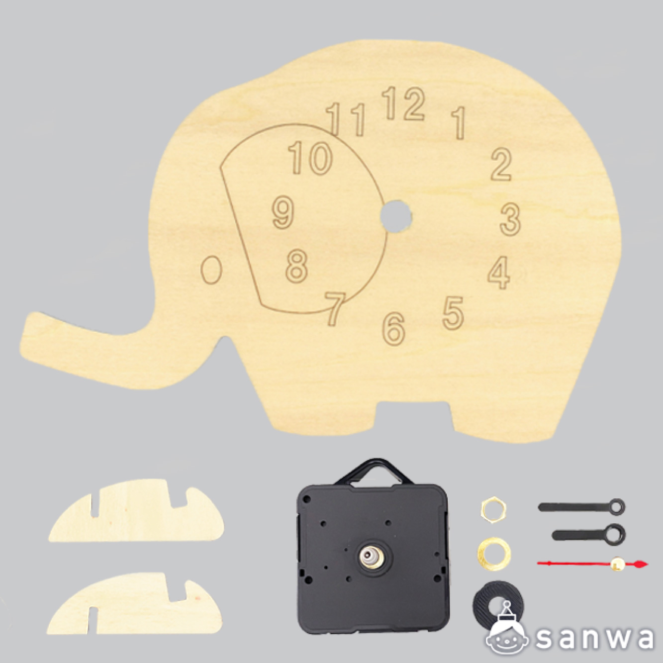 【塗るだけ】木のおえかき時計セット ぞう【木製時計】