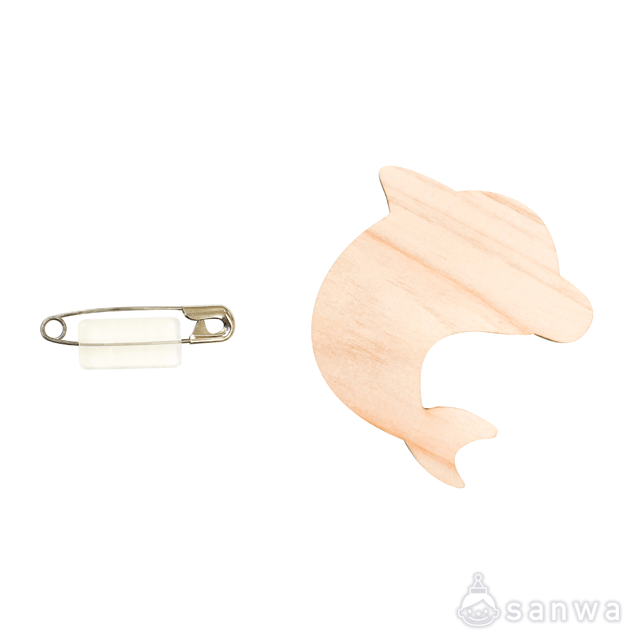 【塗るだけ簡単】木のバッジ＆マグネット Ｊ イルカ【OEM対応商品】