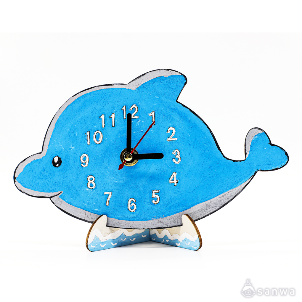 【塗るだけ】木のおえかき時計セット いるか【木製時計】の商品スライド画像3