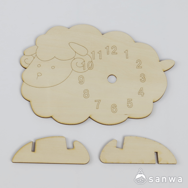 木のおえかき時計セット ひつじ サムネイル