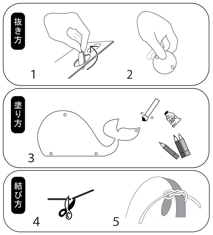 「塗るだけ簡単木のモビール」木のモビール　うみのいきもの【工作キット】 作り方画像