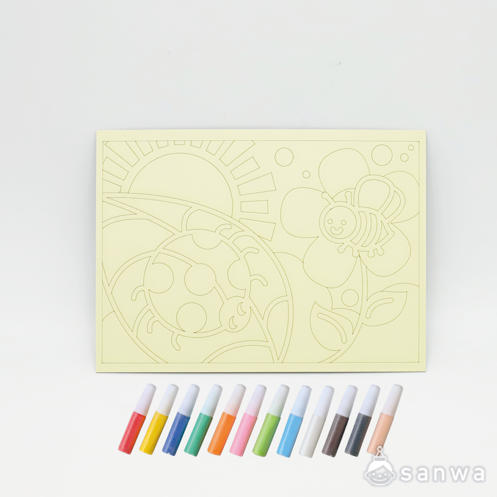 【剥がして載せる】かんたんすな絵シリーズ てんとう虫【簡単砂絵】セット内容画像2