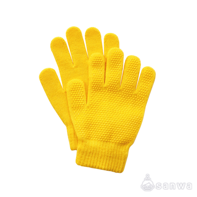 滑りどめ付きカラーのびーる手袋 　黄 サムネイル