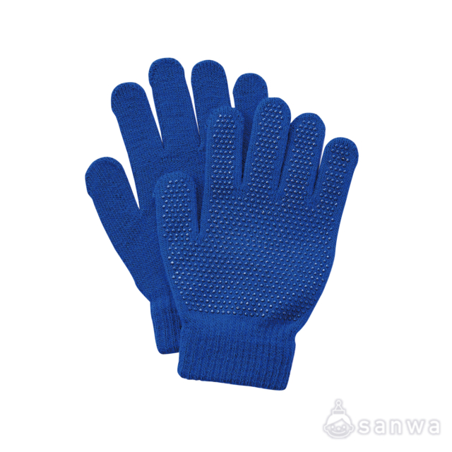 滑りどめ付きカラーのびーる手袋 　青 サムネイル