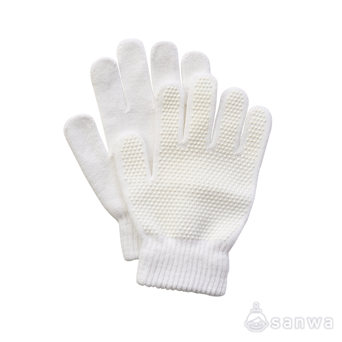 滑りどめ付きカラーのびーる手袋 　白 サムネイル