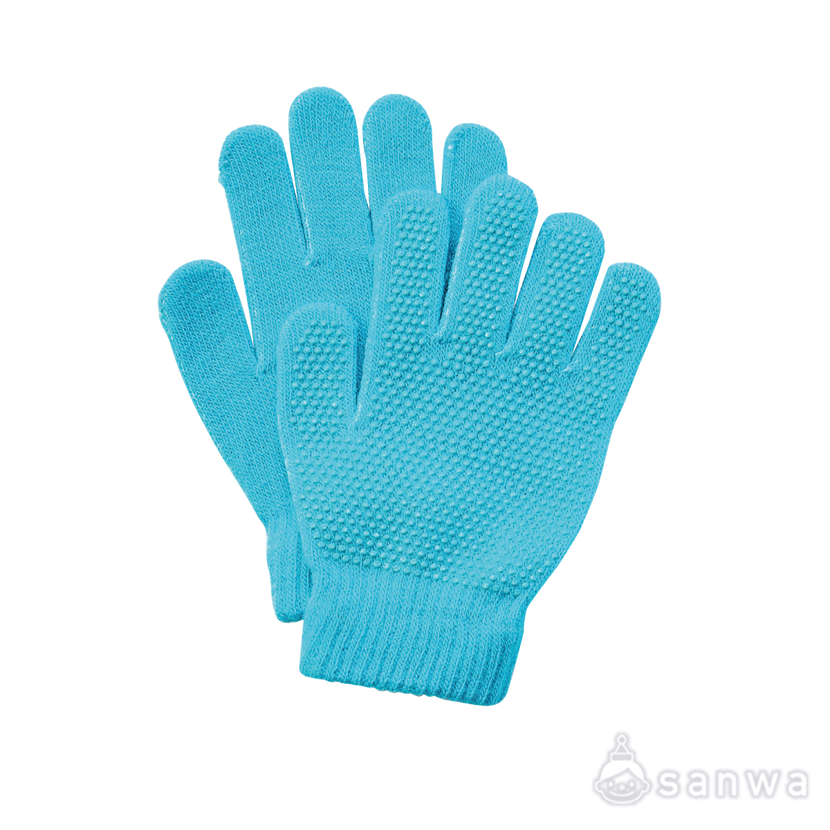 滑りどめ付きカラーのびーる手袋 　蛍光ブルー サムネイル