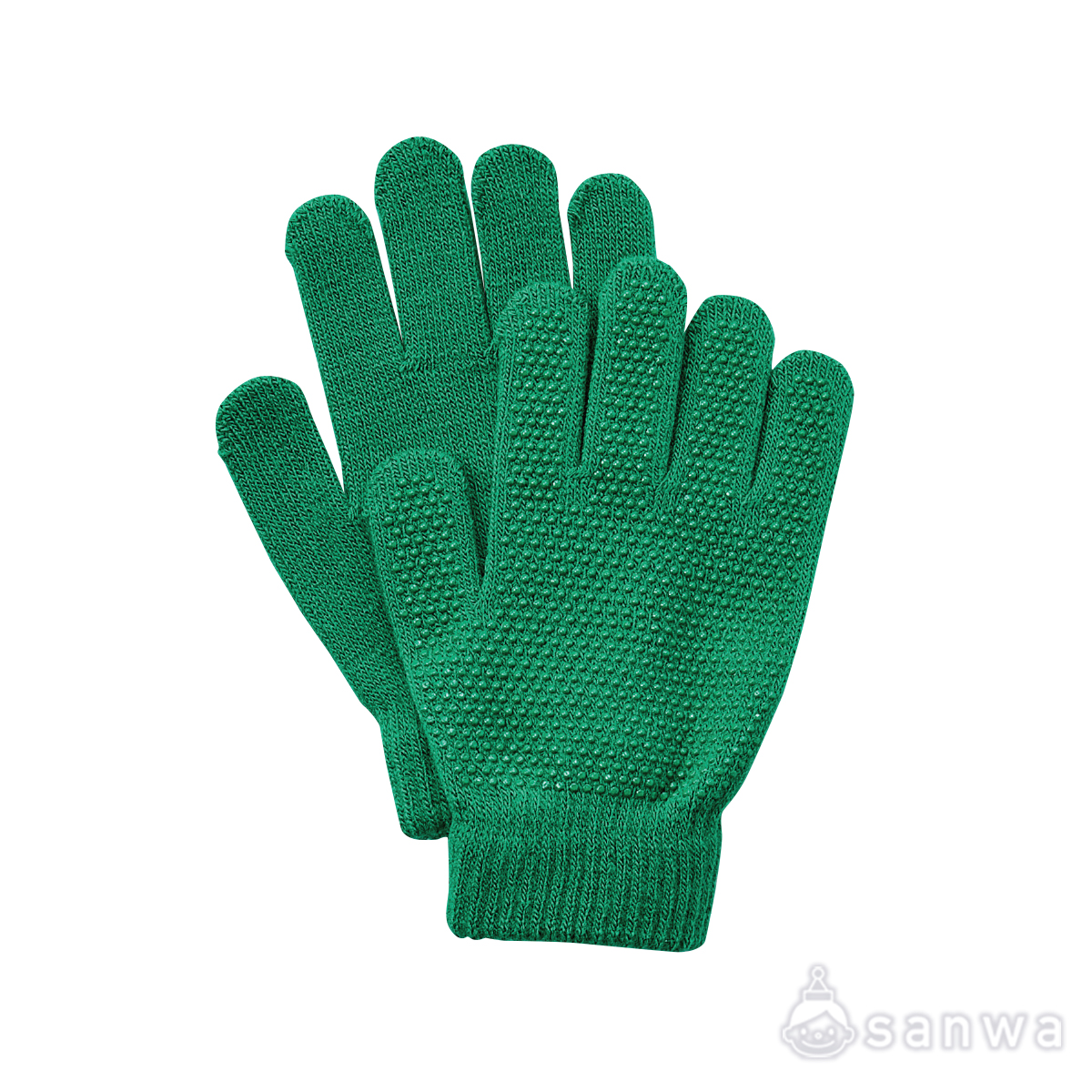 滑りどめ付きカラーのびーる手袋 　緑 サムネイル