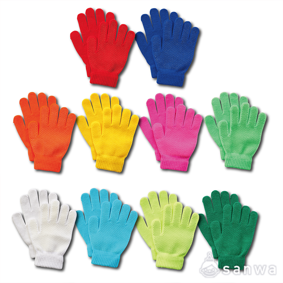 滑りどめ付きカラーのびーる手袋 1組（2枚セット）
