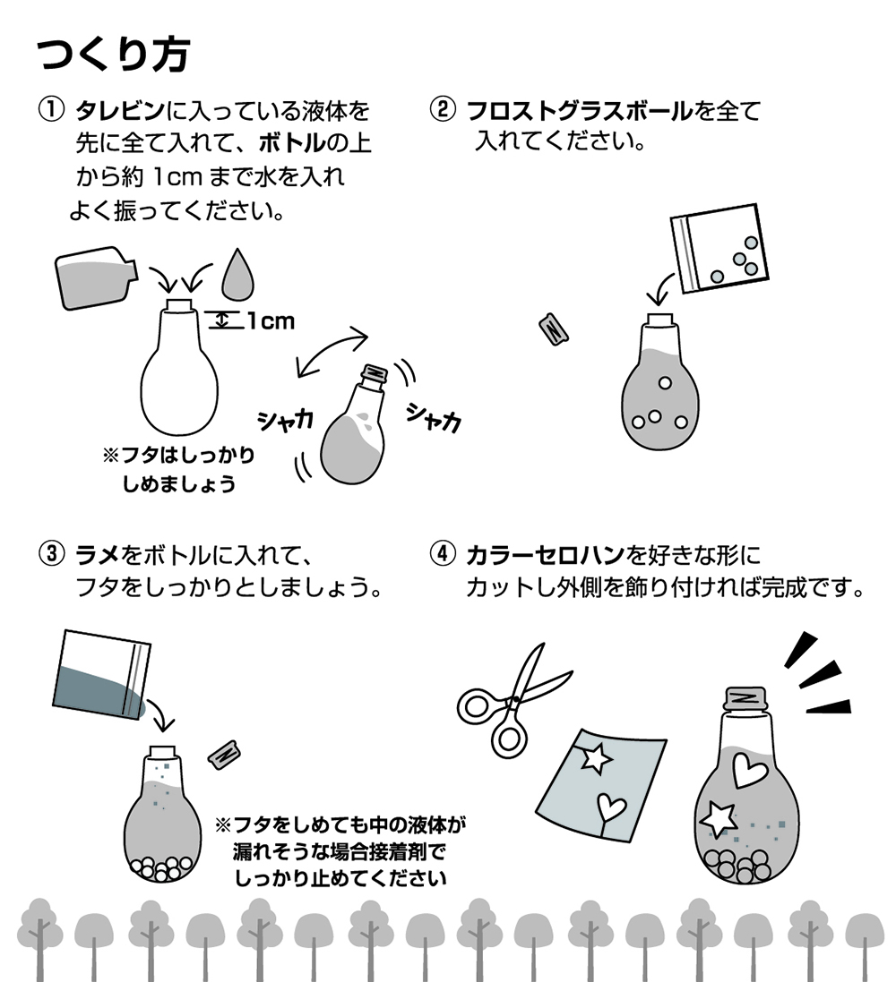 【簡単工作キット】スノードームを作ろう　電球型 作り方画像