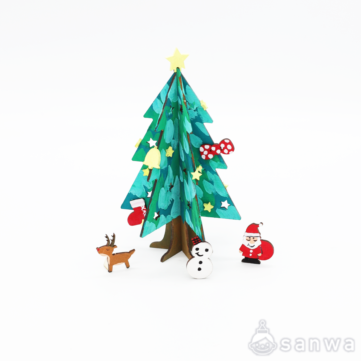 塗るだけ簡単」かんたん木製クリスマスツリー【クリスマス工作キット】（５００円以下の工作, 作って飾れる工作） イベント工作キットの「たのつく」
