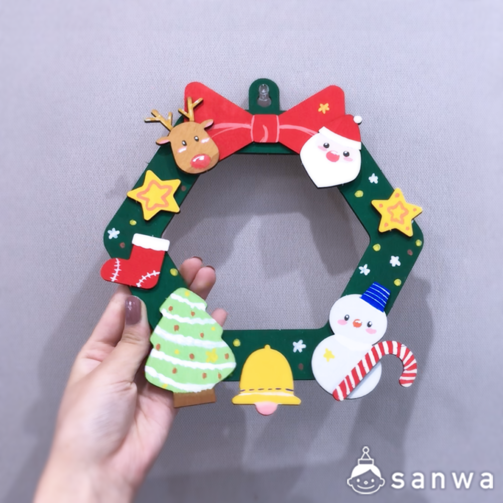 【塗ってはるだけ簡単ﾘｰｽ】クリスマスリース【工作キット】の商品スライド画像3