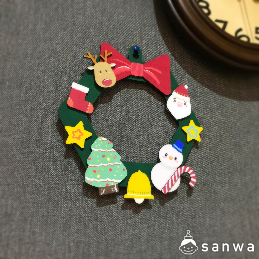 【塗ってはるだけ簡単ﾘｰｽ】クリスマスリース【工作キット】の商品スライド画像2