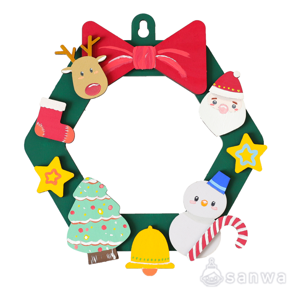 【塗ってはるだけ簡単ﾘｰｽ】クリスマスリース【工作キット】の商品スライド画像4