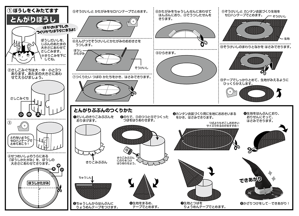 【帽子工作キット】かんたんぼうしづくり　帽子台紙【簡単工作キット】 作り方画像