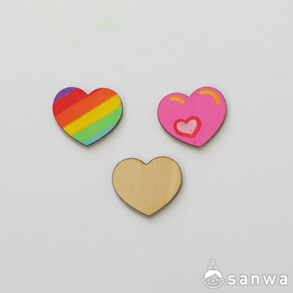 【塗るだけ簡単】木のバッジ＆マグネット ミニ ハート【OEM対応商品】の商品スライド画像2
