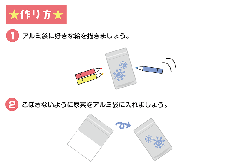 【実験キット】たたくと冷える！冷却パックを作ろう 作り方画像