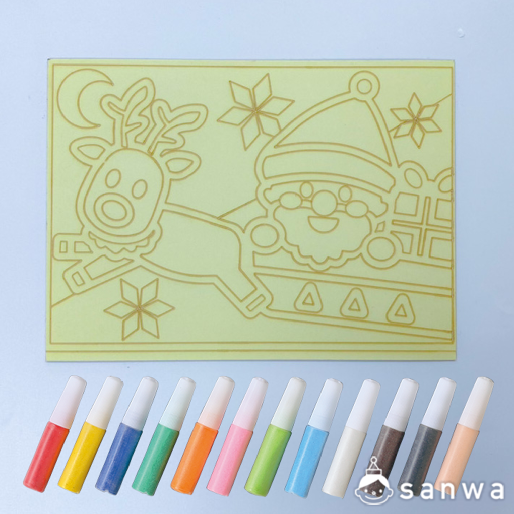 【剥がして載せる】かんたんすな絵シリーズ (クリスマス) サンタ【簡単砂絵】セット内容画像2