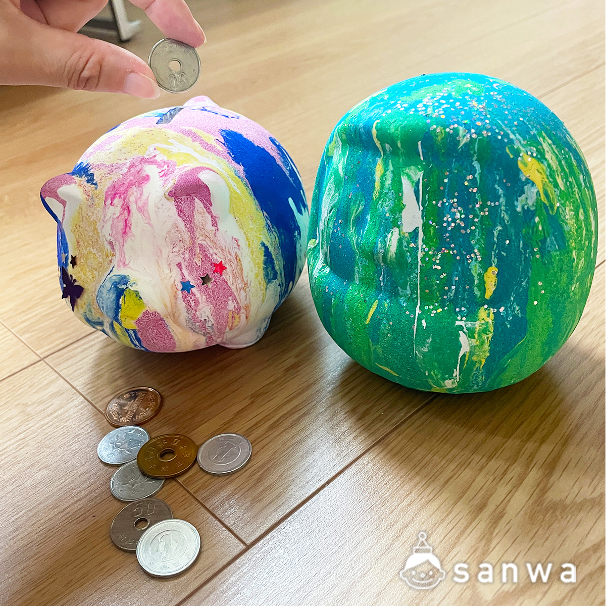 「いろぬり貯金箱 ぶた」＆「おえかきだるま貯金箱」がぴったりな理由 画像