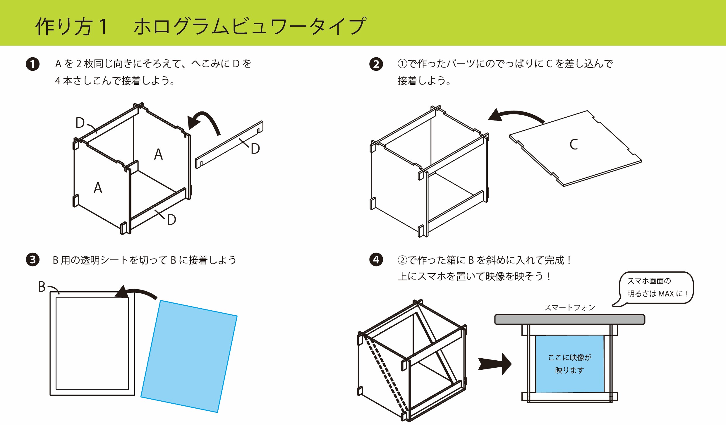 【新商品】3Dホログラムキット【2種類作成】 作り方画像