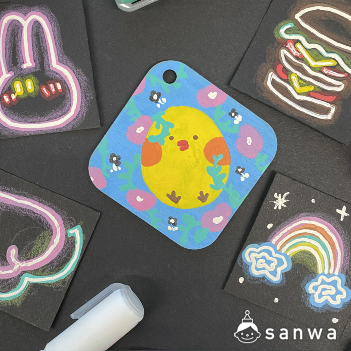 【塗るだけ簡単】木のガーランド しかく【OEM対応商品】